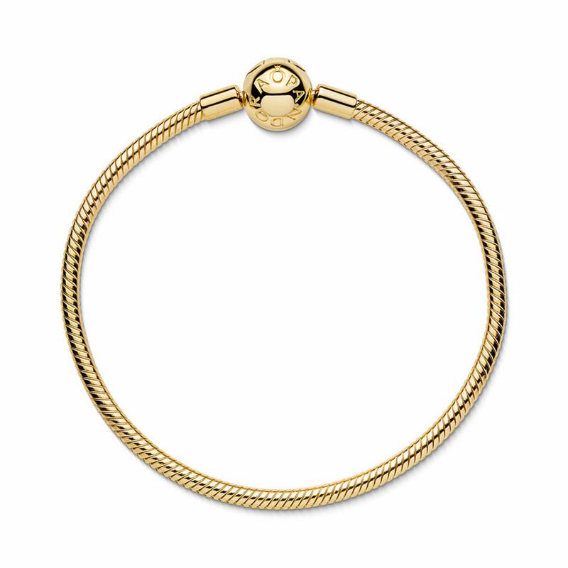 Pandora Moments Snake Chain Bracelet Clearance NZ, 18ct Gold Plated (416375-DSK)